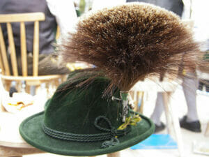 A Gamsbart on a traditional hat is usually made with the long back hair of a chamois buck.