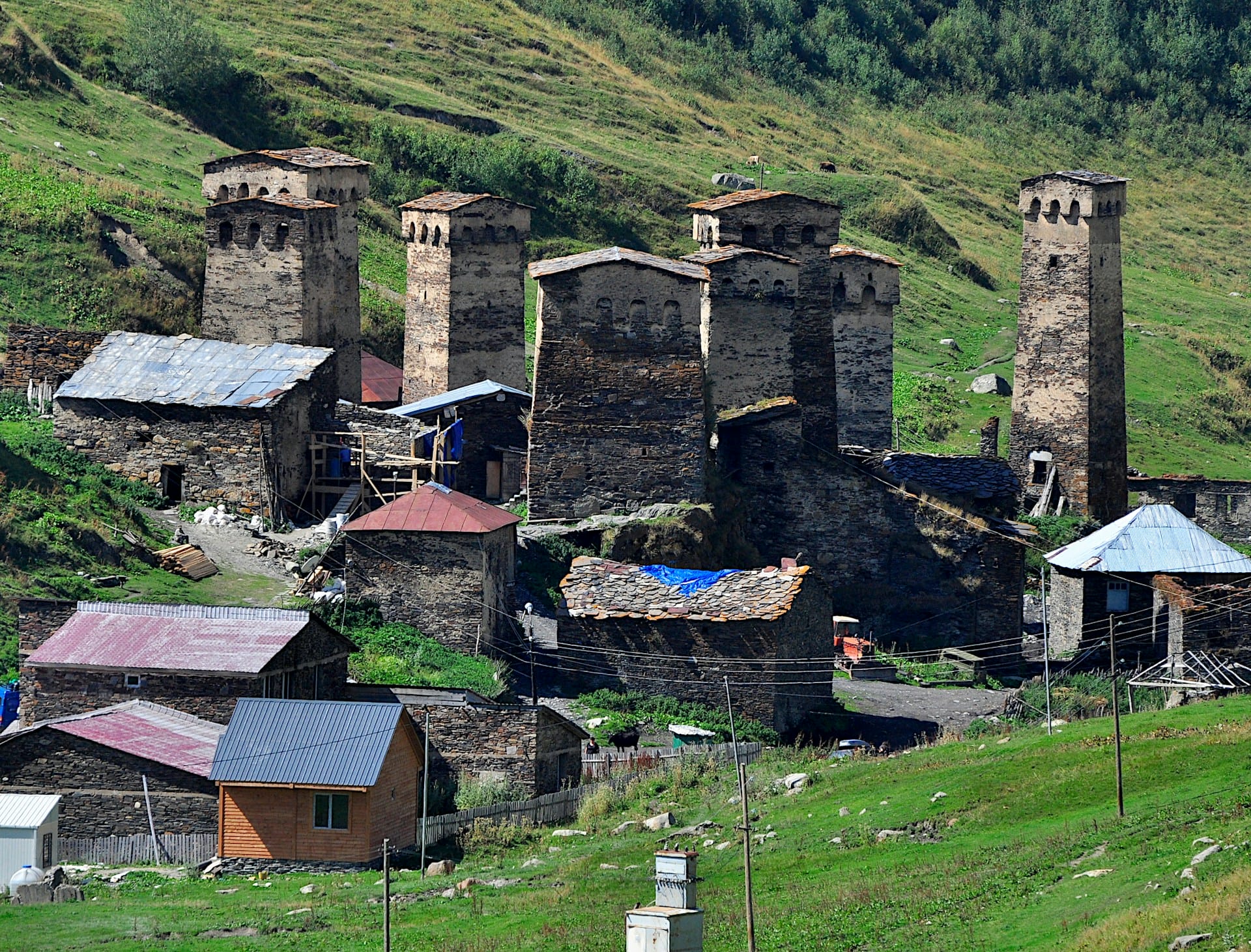 Defence towers Mestia Caucasus Mountains