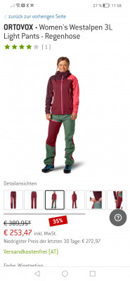 Image 1 from Waltraud of Ortovox - Women's Westalpen 3L Light Pants - Waterproof trousers