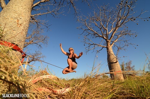 During slacklining the anchors are subjected to enormous forces